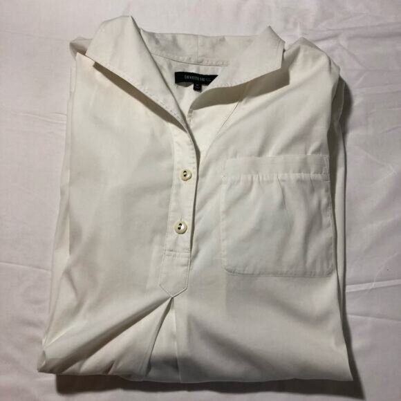 Lafayette 148 womens M white pullover shirt dress tunic toggle sleeves pockets - Picture 12 of 12